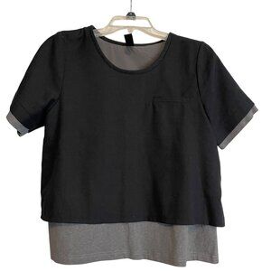 Rococo Womens‎ Short Sleeve Layered Top Sz Medium Linen Blend Corpcore Office